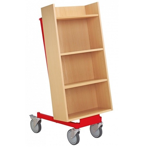Bücherwagen Halland buche/rot