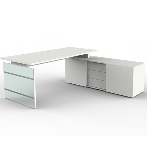 Schreibtisch Lugano mit Sideboard weiss